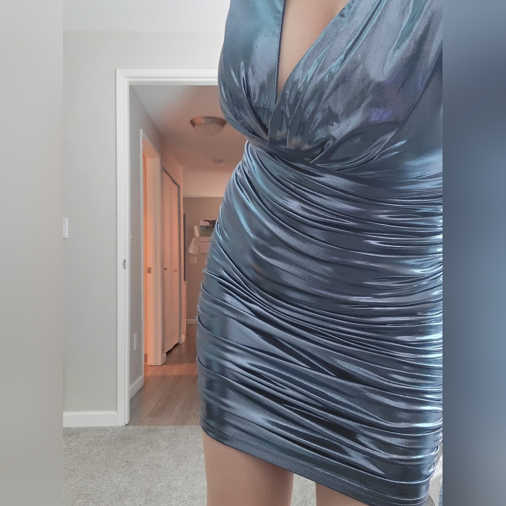 Metallic blue dress